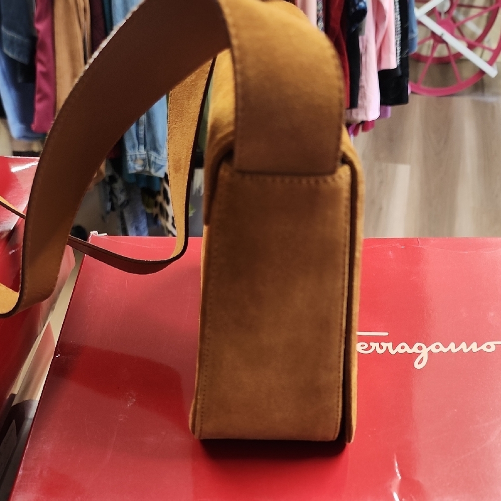 Salvatore Ferragamo Tan Suede Crossbody Bag - Picture 2 of 6
